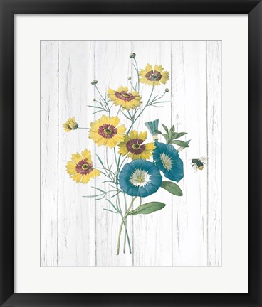 Framed Botanical Bouquet on Wood II Print