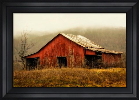 Framed Skylight Barn in the Fog Print