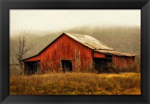 Framed Skylight Barn in the Fog Print