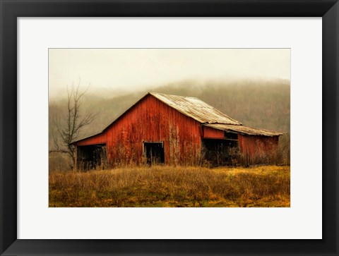 Framed Skylight Barn in the Fog Print