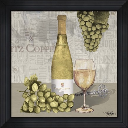 Framed Uncork Wine and Grapes II Print