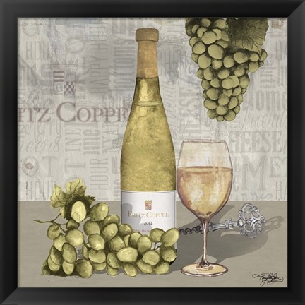 Framed Uncork Wine and Grapes II Print