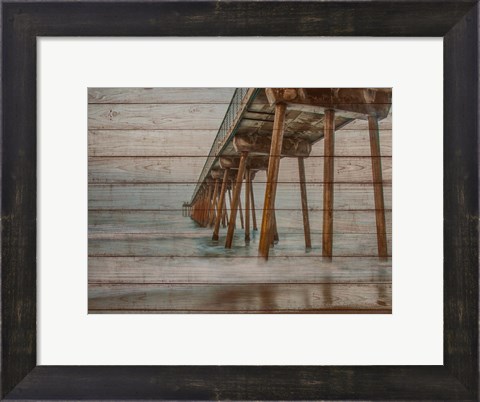 Framed Pier on Wood I Print