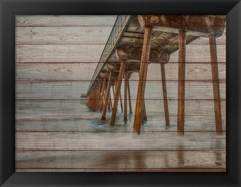 Framed Pier on Wood I Print