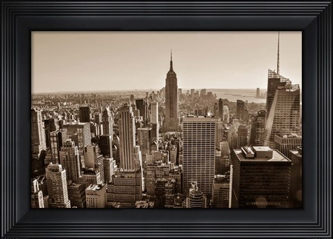 Framed New York Sepia View Print