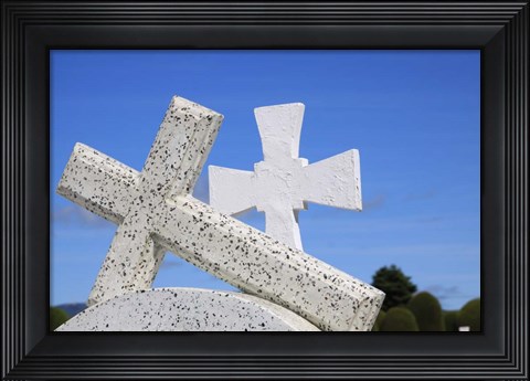 Framed Crosses By The Sea Print