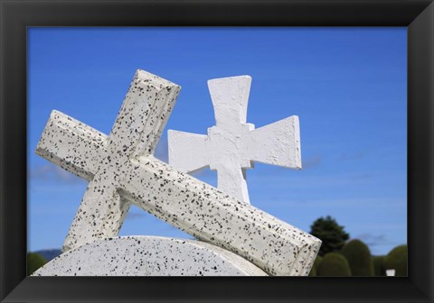 Framed Crosses By The Sea Print