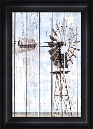 Framed White Washed Windmill Print