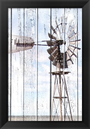 Framed White Washed Windmill Print