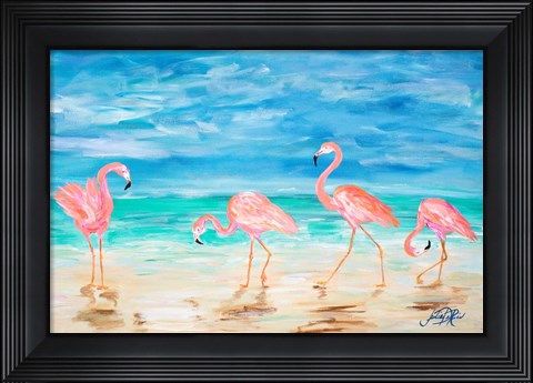 Framed Flamingo Beach Print
