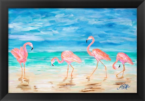 Framed Flamingo Beach Print