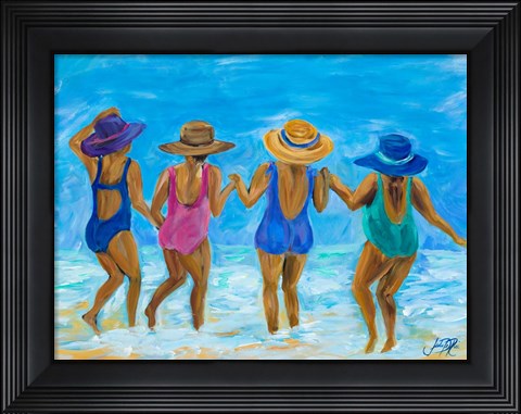 Framed Ladies on the Beach I Print