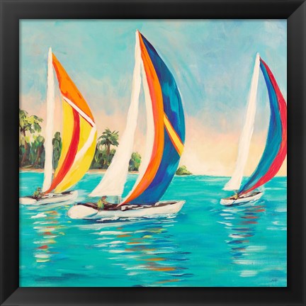 Framed Sunset Sails I Print