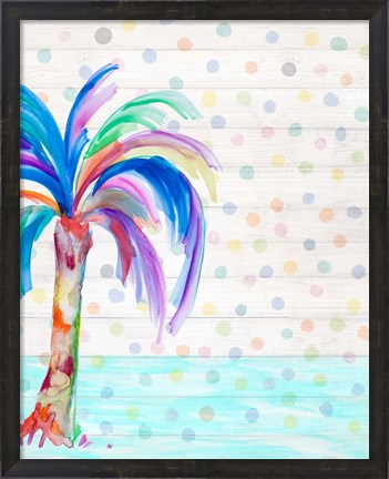 Framed Funky Palm on Dots II Print