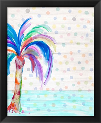 Framed Funky Palm on Dots II Print