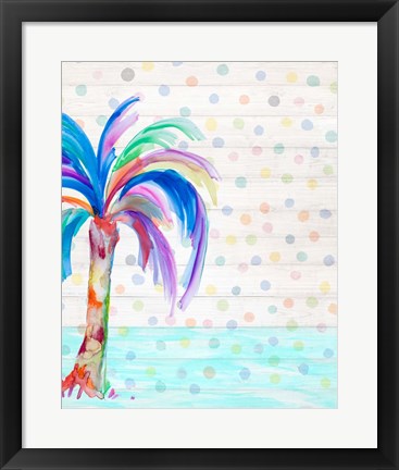 Framed Funky Palm on Dots II Print