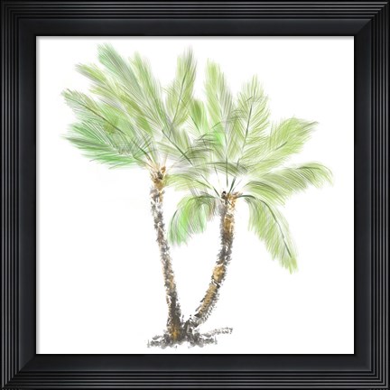 Framed Palm Tree on White I Print