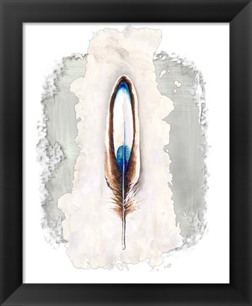 Framed Simple Feather I Print