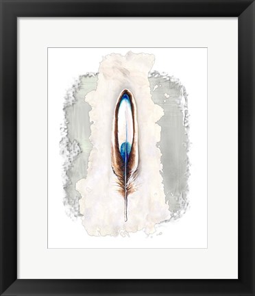 Framed Simple Feather I Print