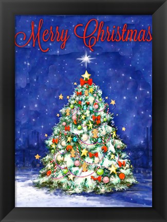 Framed Merry Christmas Tree Print