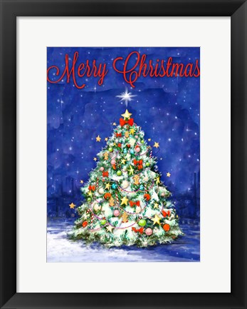 Framed Merry Christmas Tree Print