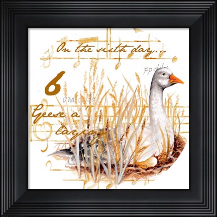 Framed Six Geese a-Laying Print