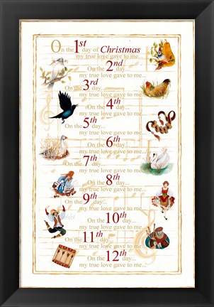 Framed 12 Days of Christmas  (vertical) Print