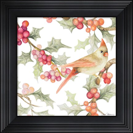 Framed Winter Cardinal I Print