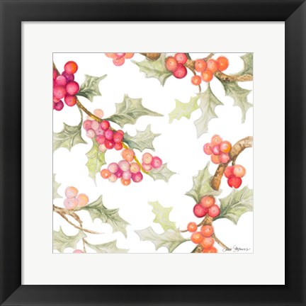 Framed Watercolor Holly I Print