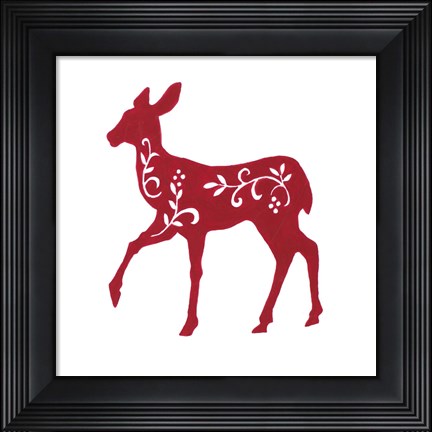 Framed Holiday Deer I Print