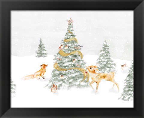 Framed Woodland Christmas I Print