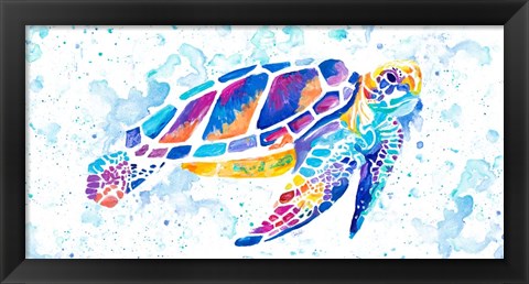 Framed Vibrant Sea Turtle Print
