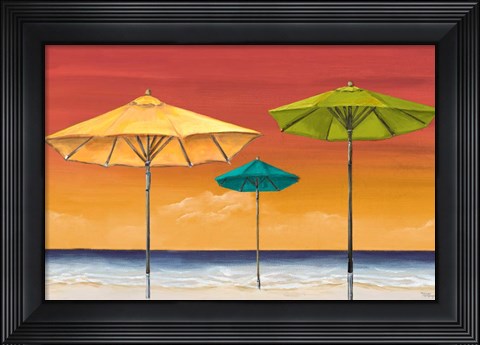 Framed Tropical Umbrellas I Print