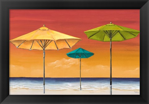 Framed Tropical Umbrellas I Print