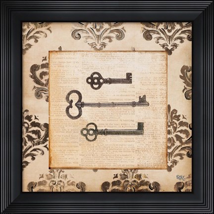 Framed Vintage Keys I Print