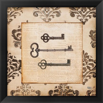 Framed Vintage Keys I Print