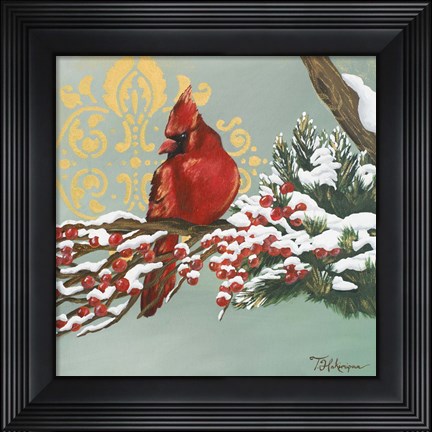 Framed Winter Red Bird I Print
