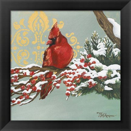 Framed Winter Red Bird I Print