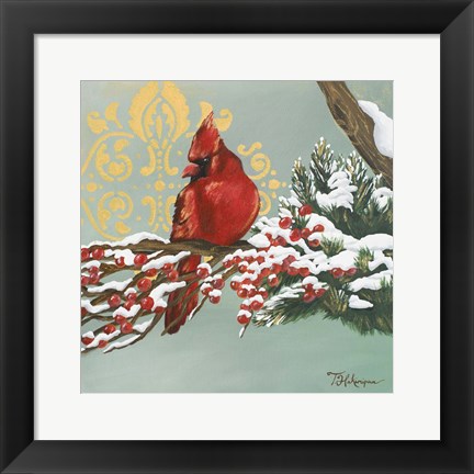 Framed Winter Red Bird I Print