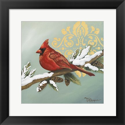 Framed Winter Red Bird II Print