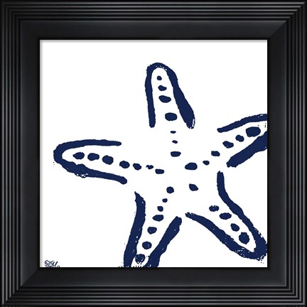 Framed Coastal Navy on White II Print