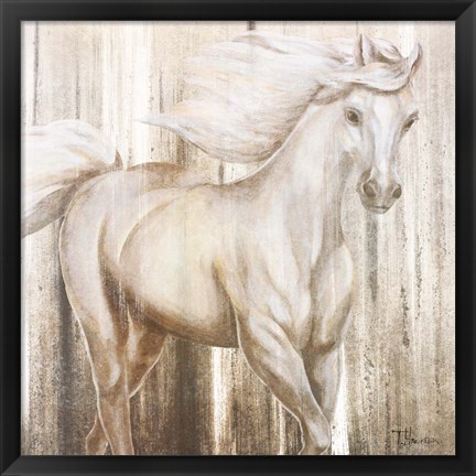 Framed Horse on Grass Abstract Print