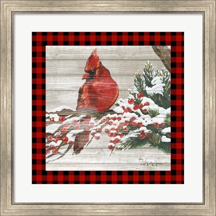 Framed Winter Red Bird III Print