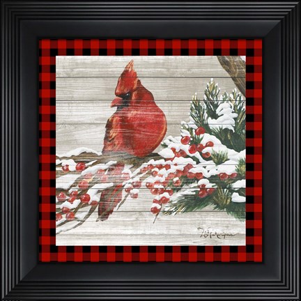 Framed Winter Red Bird III Print