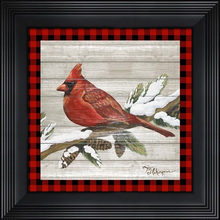 Framed Winter Red Bird IV Print