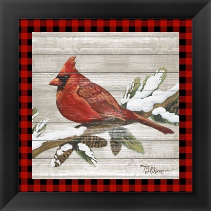 Framed Winter Red Bird IV Print