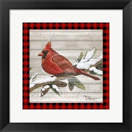 Framed Winter Red Bird IV Print