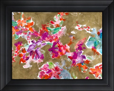 Framed Spring Florals on Gold Print