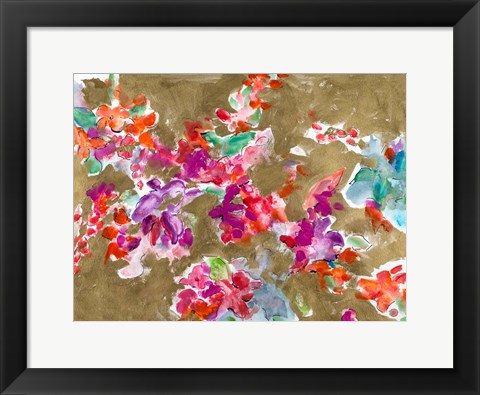 Framed Spring Florals on Gold Print