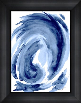 Framed Blue Swirl I Print